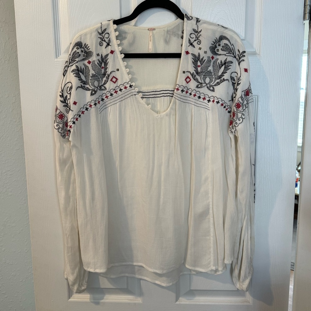 Free People Embroidered Top